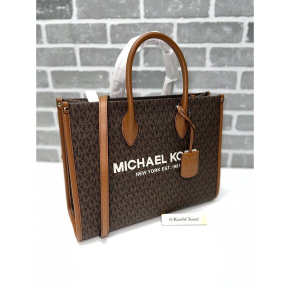 Michael Kors mirella tote medium tote bag MK signature purse brown multi - Picture 2 of 9